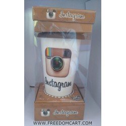 New stylish Ceramic Instagram printed Coffee Tea Tumbler with Silicon Top Lid 